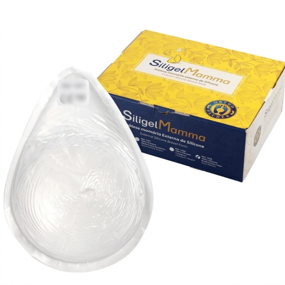 Prótese Mamária Externa de Silicone em Formato de Gota Ortho Pauher, indicada para uso pós-mastectomia, proporcionando adaptação ao corpo, conforto e equilíbrio estético para o dia a dia.