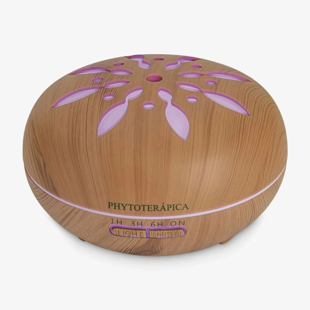 Aromatizador Umidificador Ultrassônico Flor 550ml Phytoterápica, ideal para aromaterapia, umidificação do ambiente e difusão de óleos essenciais, proporcionando mais conforto e bem-estar.