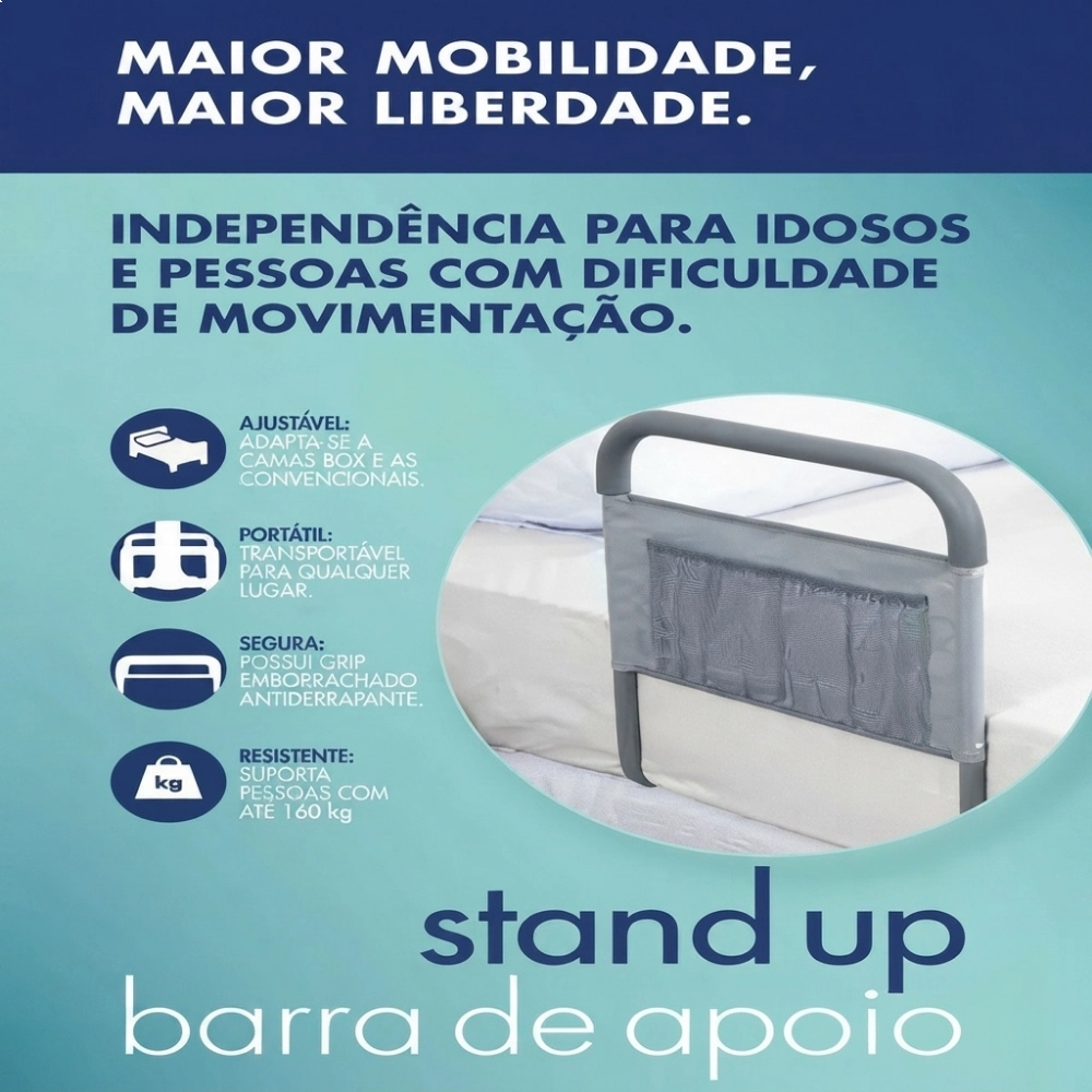 Barra de Apoio com Bolso para Cama Stand Up - Theva