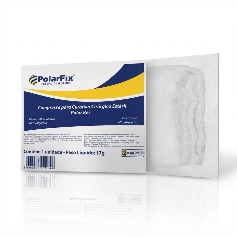 Caixa de Curativo Cirúrgico Algodonado Isobag Estéril Polarfix 15x60cm com 60 Unidades, ideal para proteção de feridas cirúrgicas, com absorção de secreções e cuidado da área lesionada em ambientes hospitalares e clínicos.