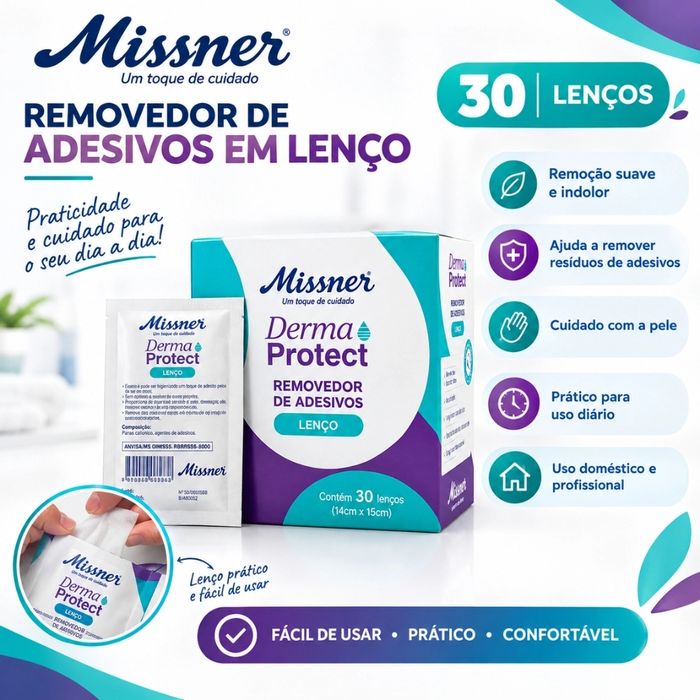 Caixa com lenços removedores de adesivo médico