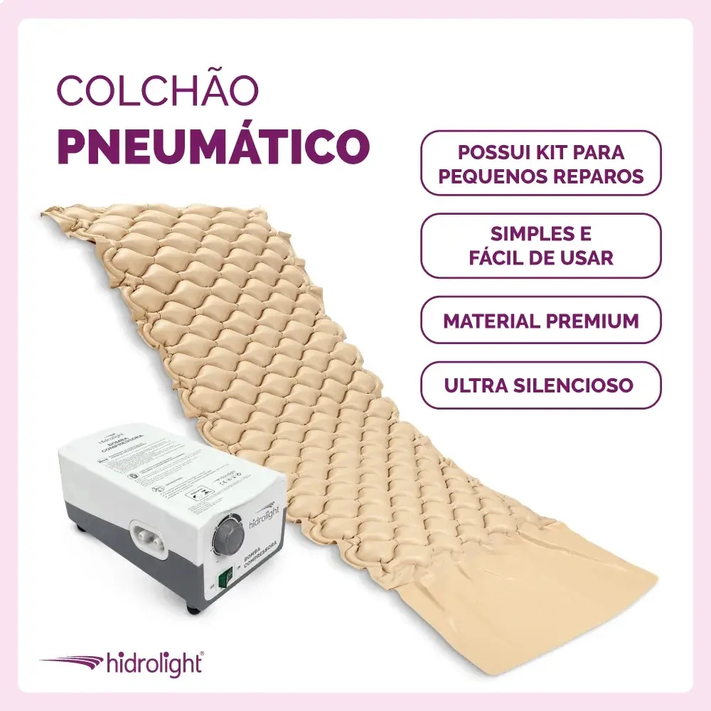 Colchão Pneumático Anti Escaras 130kg Bivolt Hidrolight | Prevenção Úlceras | Conforto Médico