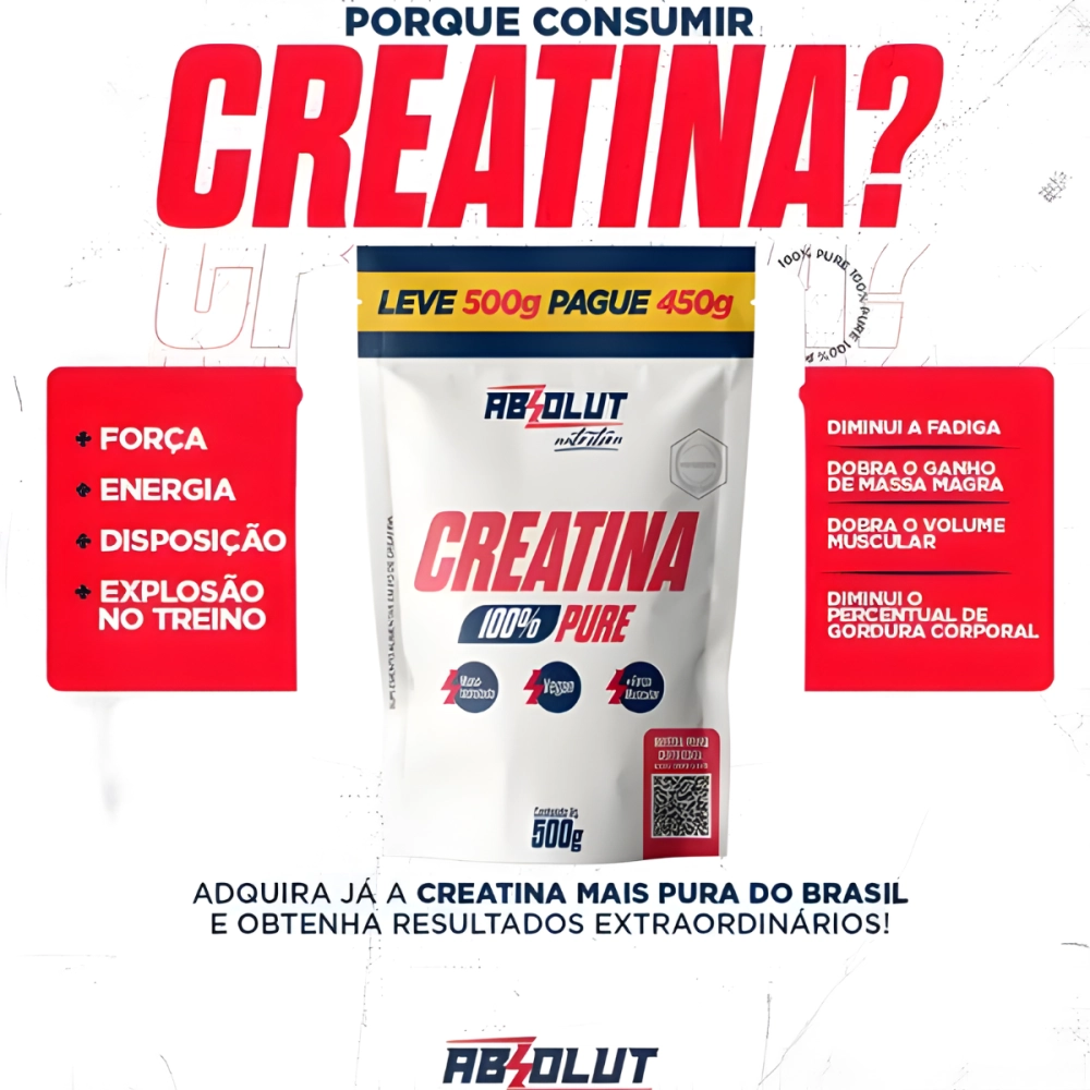 Creatina Monodesidratada 500G 100% Pura Absolut