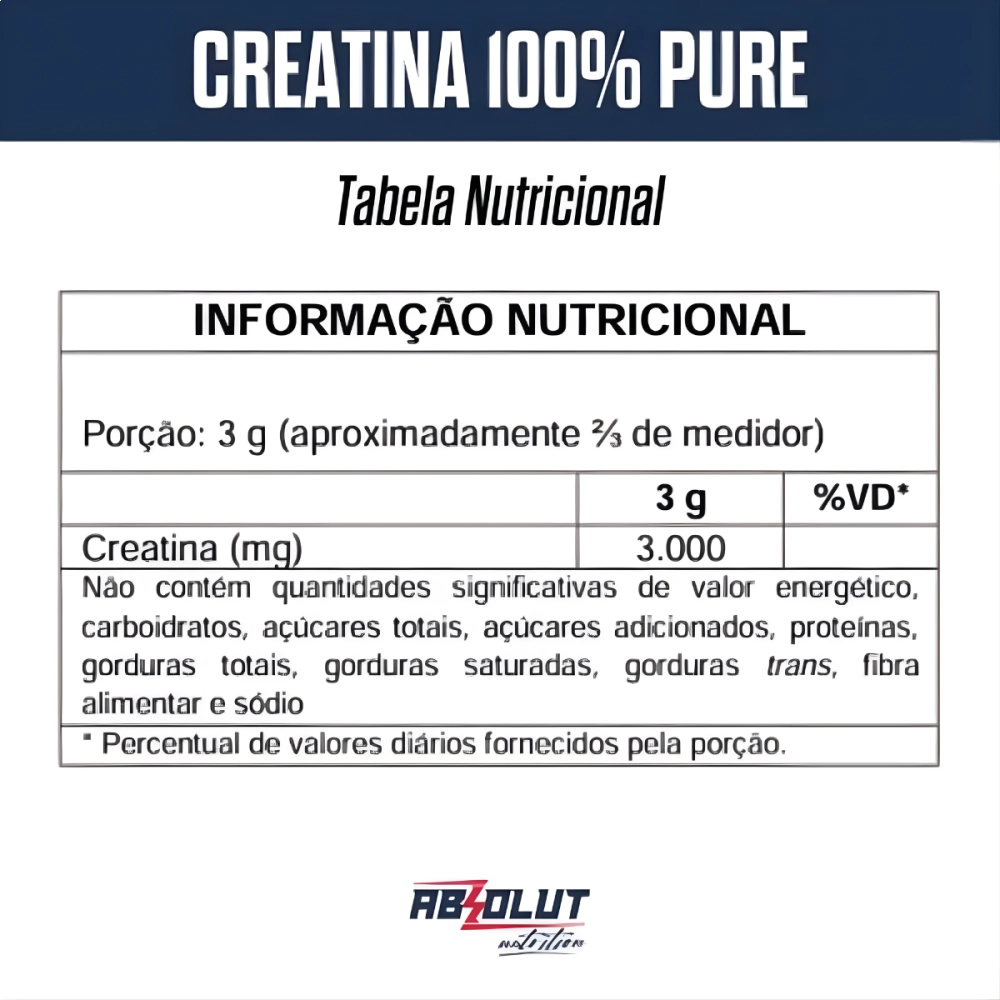 Creatina Monodesidratada 500G 100% Pura Absolut