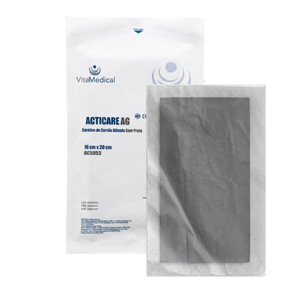 Curativo de Carvão Ativado Com Prata 10CMX20CM AG Vitamedical