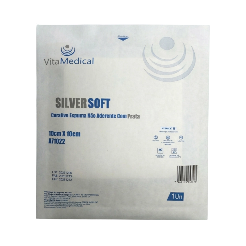 urativo de Espuma Não Aderente Com Prata AG 10mcx10cm Vitamedical