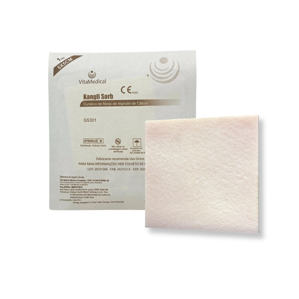 Curativo de Fibra de Alginato de Cálcio 5cmX5cm VitaMedical