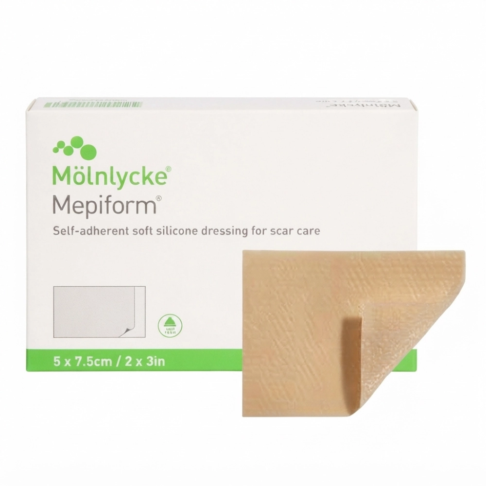 Curativo de silicone Mepiform 5x7,5 cm para cicatrização e redução de cicatrizes - Molnlycke