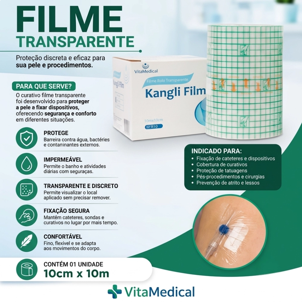 Curativo Filme Transparente em Rolo 10cm x 10m - Vita Medical