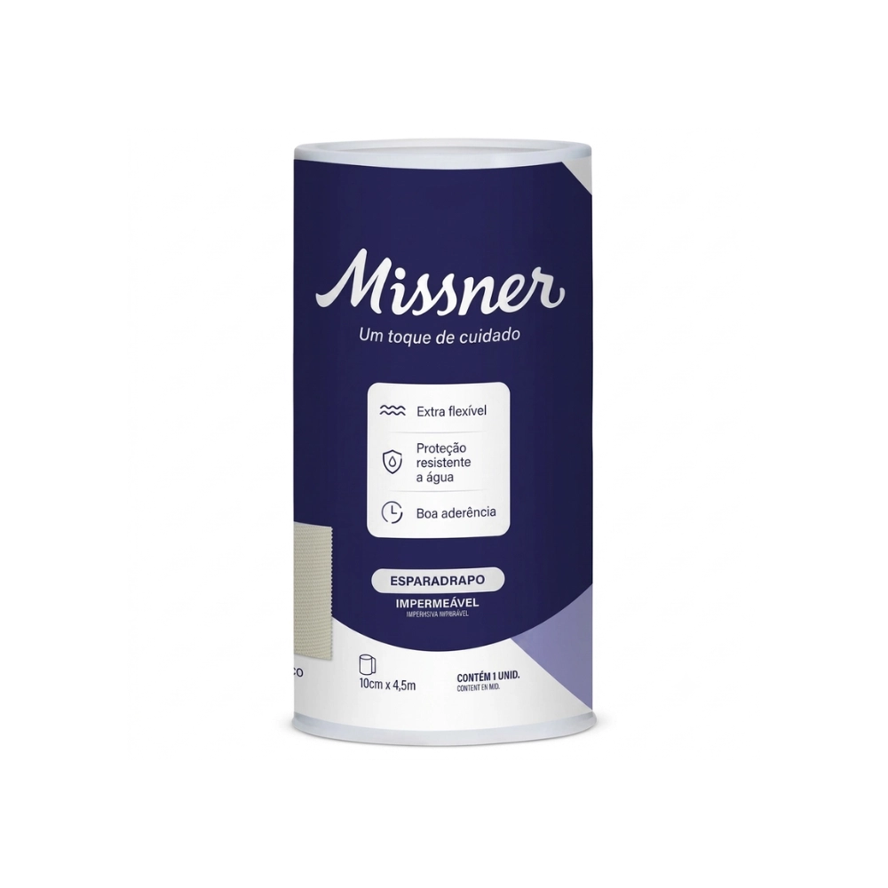 Esparadrapo Impermeável Branco 10cm x 4,5m - Missner