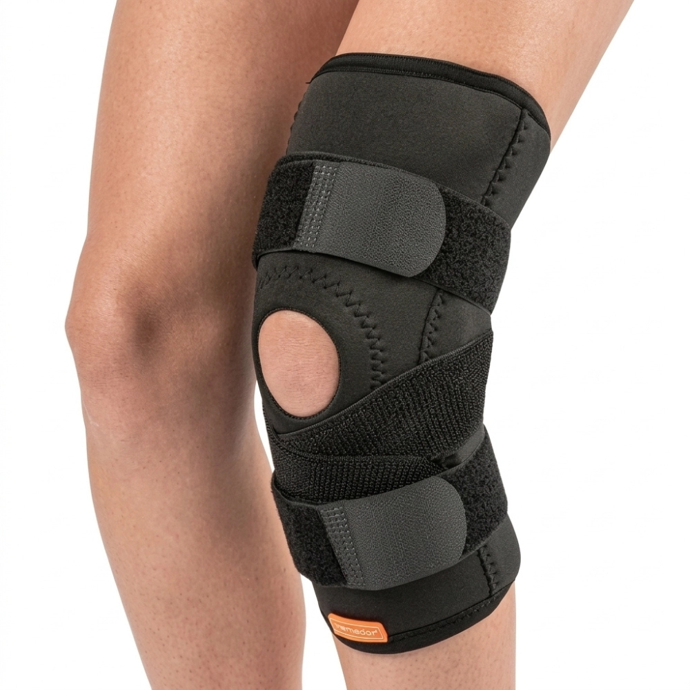 Joelheira Ortopédica Articulada Hidrolight com Cintas Cruzadas, ideal para proporcionar suporte e estabilidade ao joelho, auxiliando na proteção articular durante atividades físicas e na recuperação de lesões, com ajuste regulável e maior segurança nos movimentos.