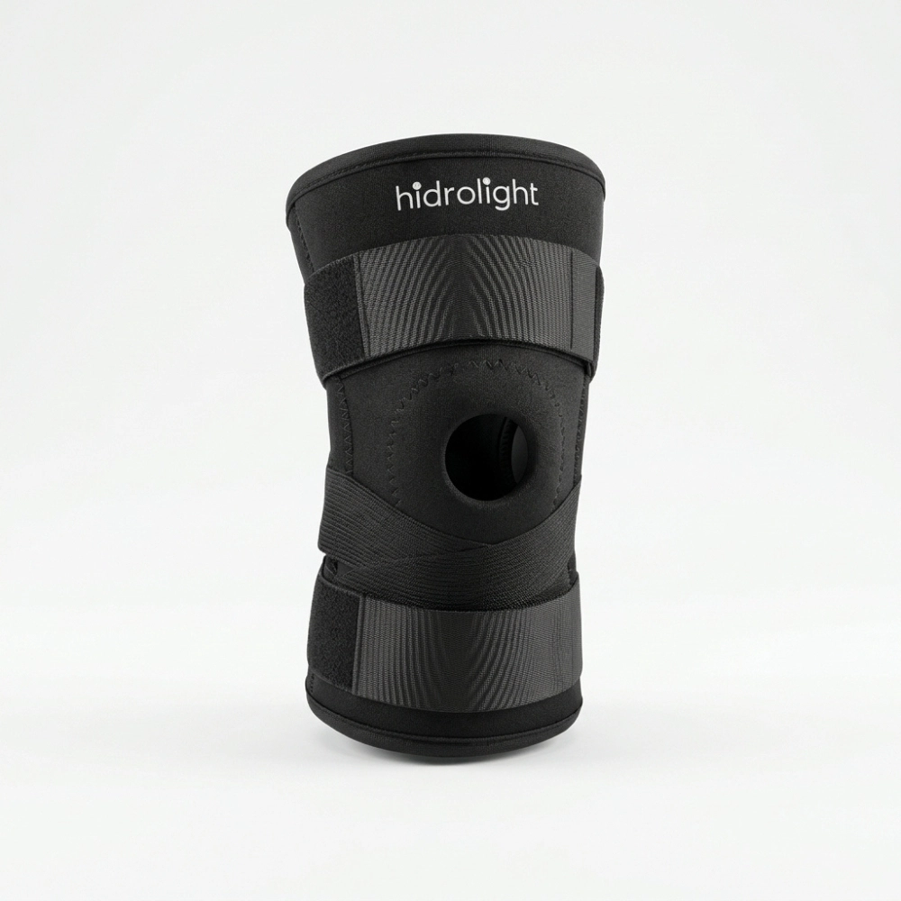 Joelheira Ortopédica Articulada Hidrolight com Cintas Cruzadas, ideal para proporcionar suporte e estabilidade ao joelho, auxiliando na proteção articular durante atividades físicas e na recuperação de lesões, com ajuste regulável e maior segurança nos movimentos.