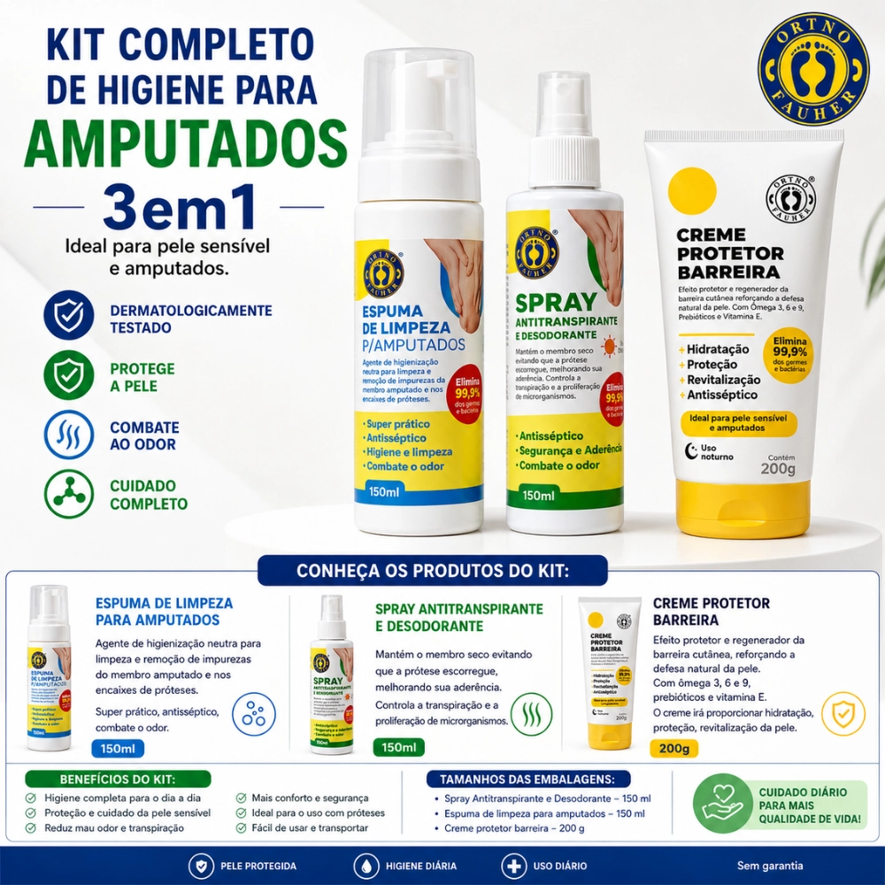 Kit de Higiene para Amputados 3 em 1 (Vegano) - Ortho Pauher