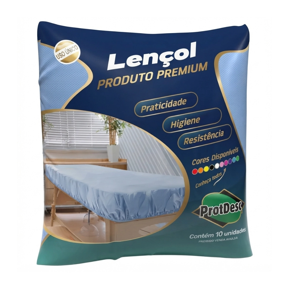 Lençol descartável branco 210x90cm com elástico Protdesc 20gr para cama de hospital e consultório