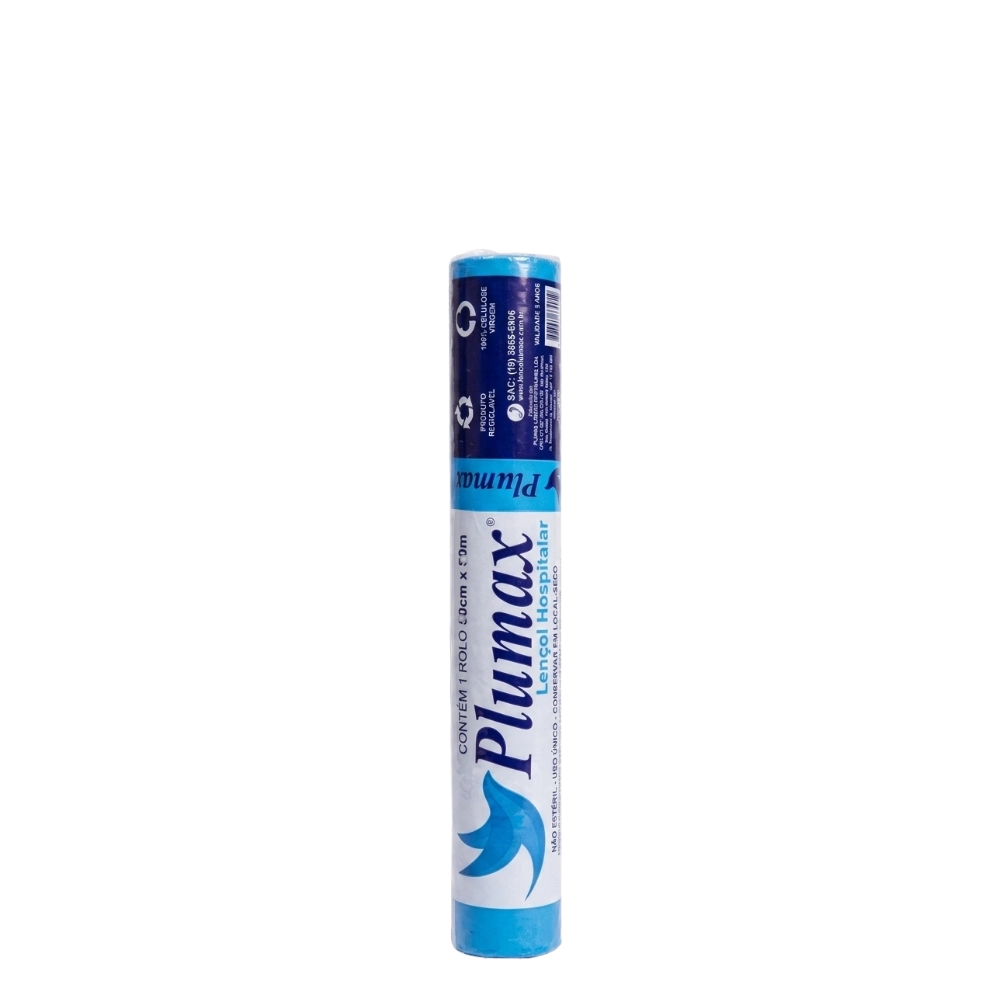 Lençol Descartável para Maca Rolo 50cm x 50m - Plumax