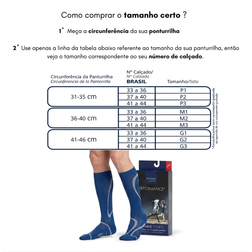 Meia de Compressão Esportiva Performance 20-30mmHg Sigvaris