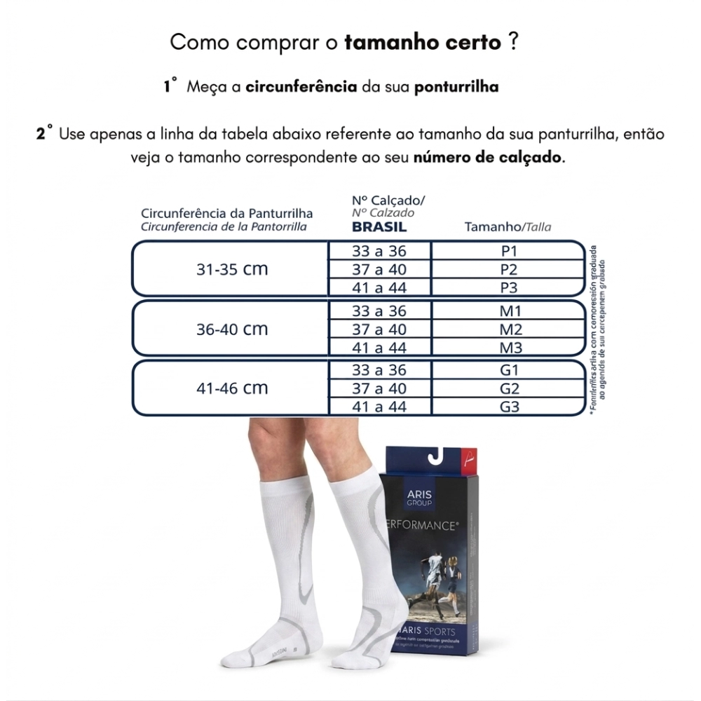 Meia de Compressão Esportiva Performance 20-30mmHg Sigvaris Branca