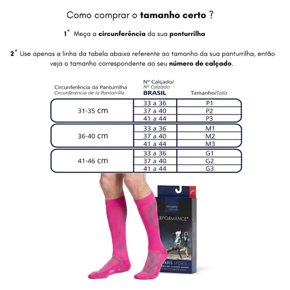 Meia de Compressão Esportiva Performance 20-30mmHg Sigvaris Rosa