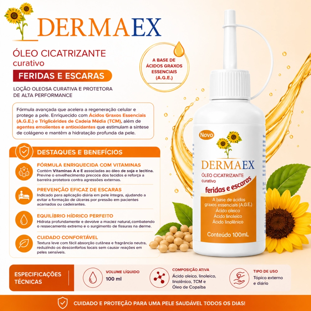 Óleo de Girassol Cicatrizante A.G.E. Dermaex 100ml - DBS