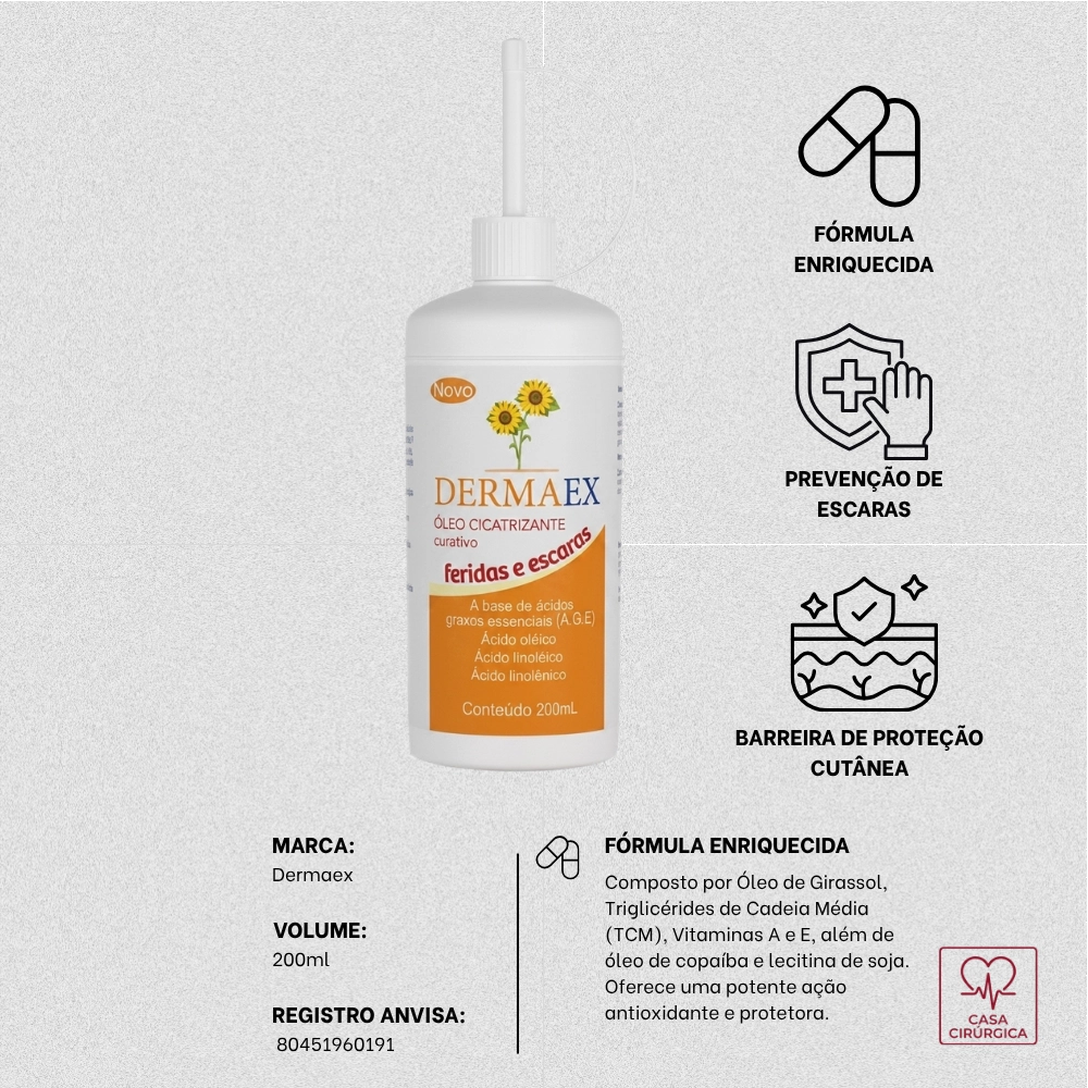 Óleo de Girassol Cicatrizante A.G.E. Dermaex 200ml - DBS