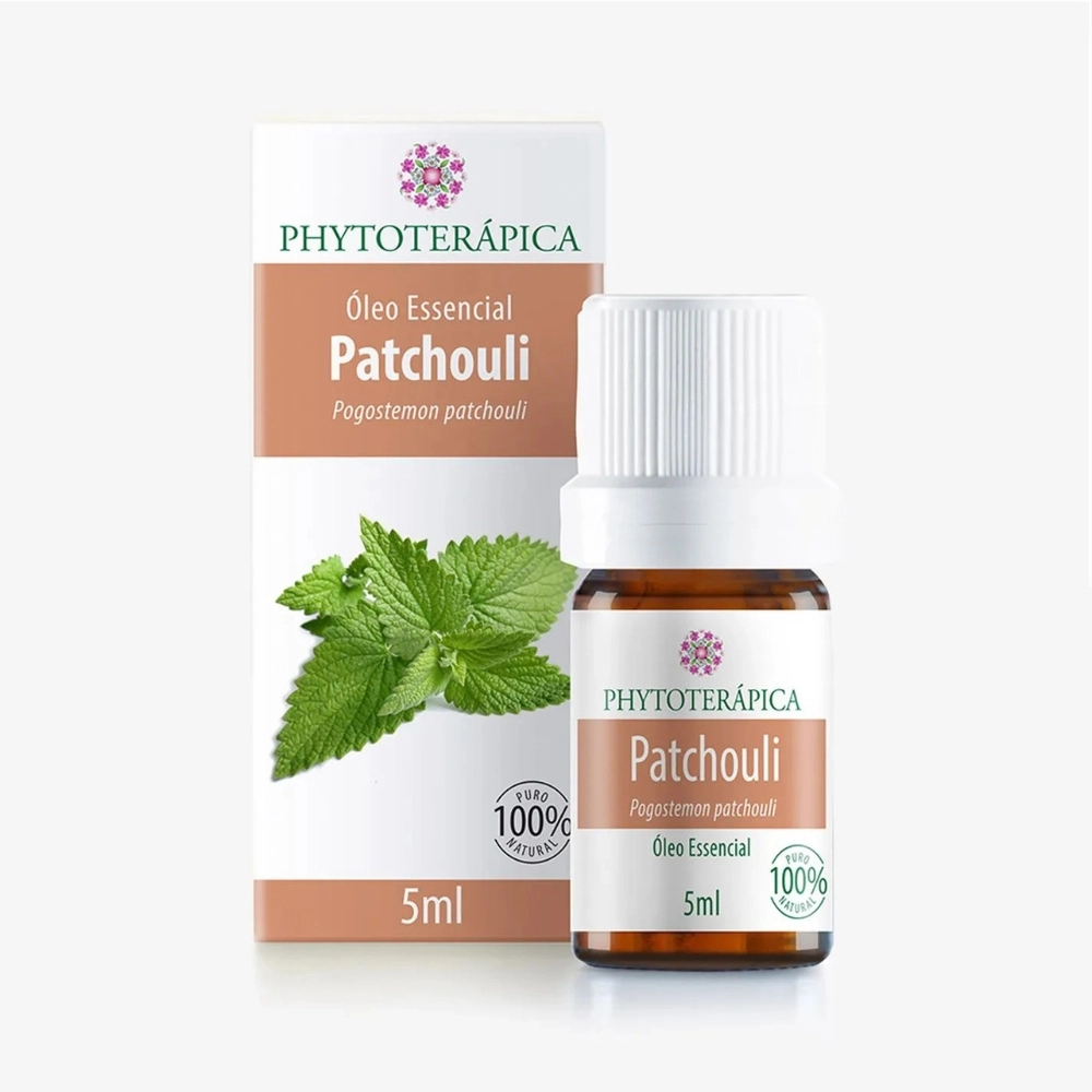 Óleo Essencial de Patchouli 5ml Phytoterápica, com aroma marcante, terroso e envolvente para aromaterapia e bem-estar