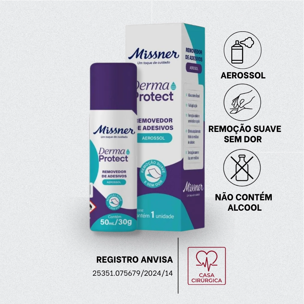 Removedor de Adesivos Aerossol Missner Derma Protect 50ml - Sem Ardor