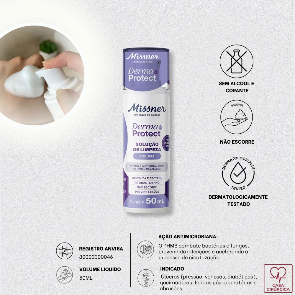 Solução de Limpeza em Espuma PHMB Missner 50ml - Versão Portátil