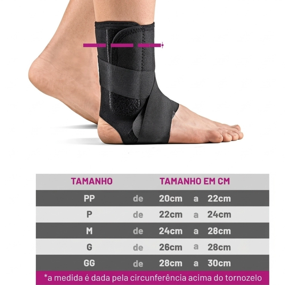 Tornozeleira Estabilizadora de Tornozelo Ajustável Bilateral Hidrolight, ideal para proporcionar suporte, compressão e estabilidade ao tornozelo, auxiliando na prevenção de lesões e na proteção durante atividades físicas, esportivas e movimentos do dia a dia.