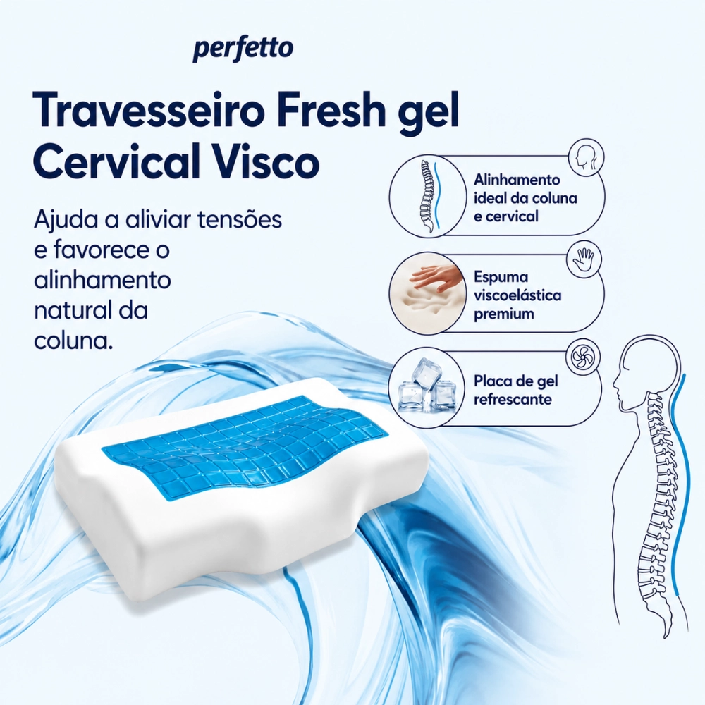 Travesseiro Viscoelástico Fresh Gel Cervical - Perfetto