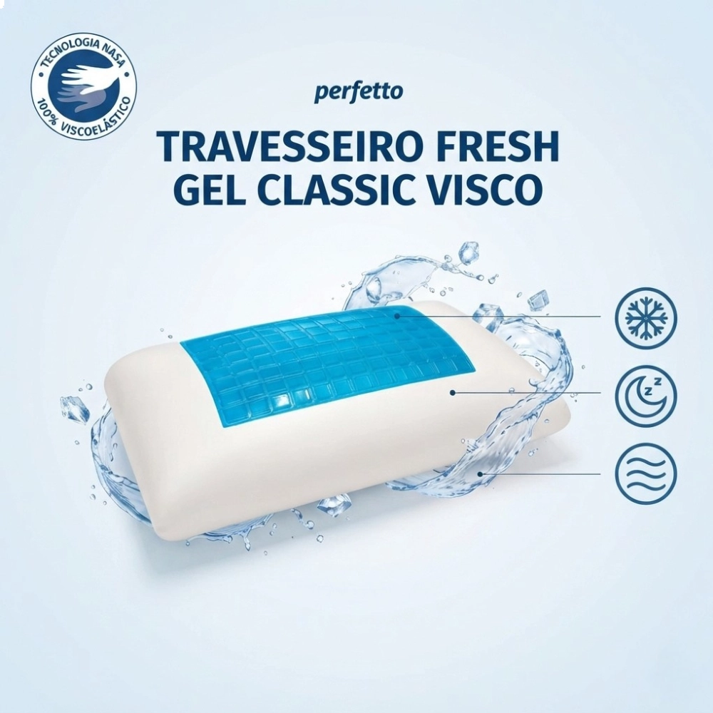 Travesseiro Viscoelástico com Fresh Gel Classic - Perfetto