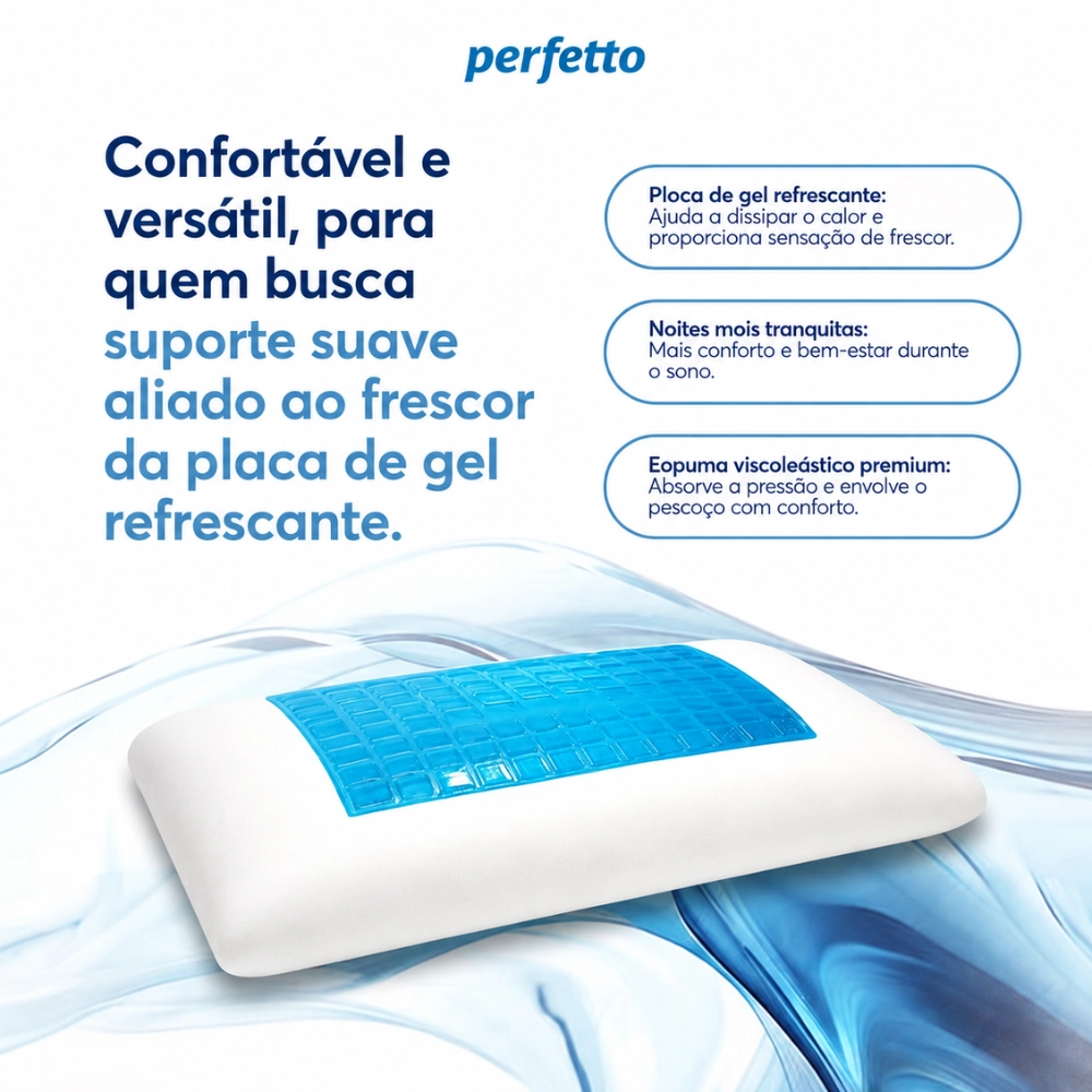 Travesseiro Viscoelástico com Fresh Gel Classic - Perfetto