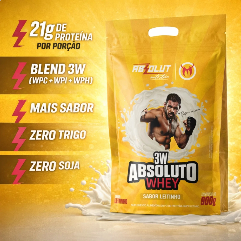 Whey 3W Minotouro Sabor Leitinho 900g - Absolut Nutrition