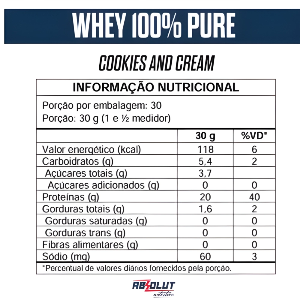 Whey High Protein Sabor Cookies 900g Absolut