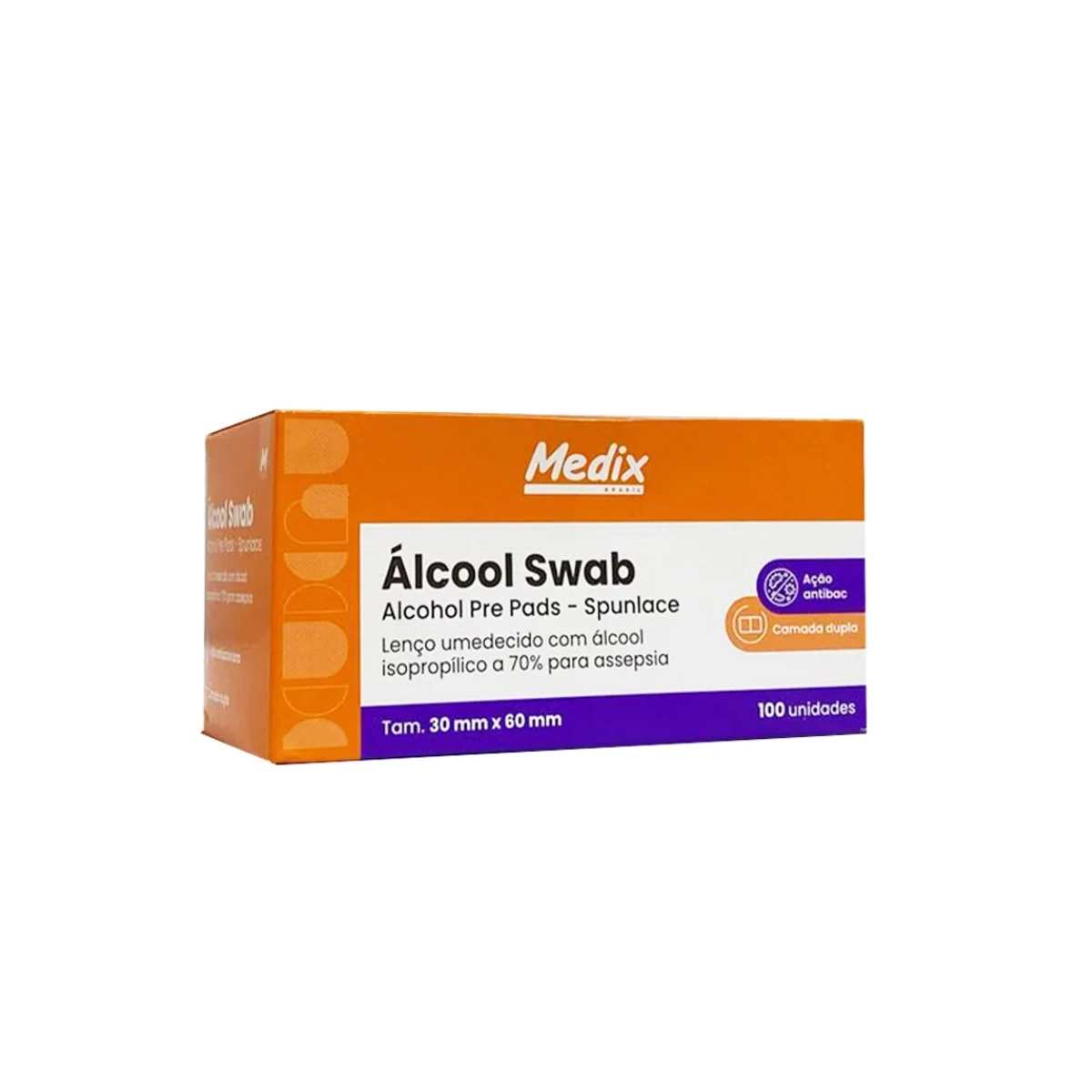  Swab 30x60mm Lenço Umedesido de Alcool Medix 