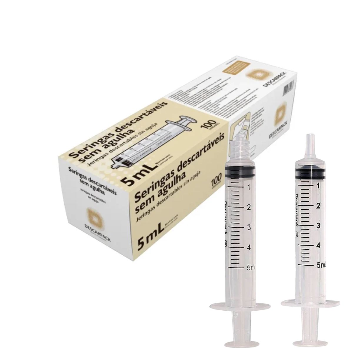 Seringa Descartável Sem Agulha 5 ML Descarpack