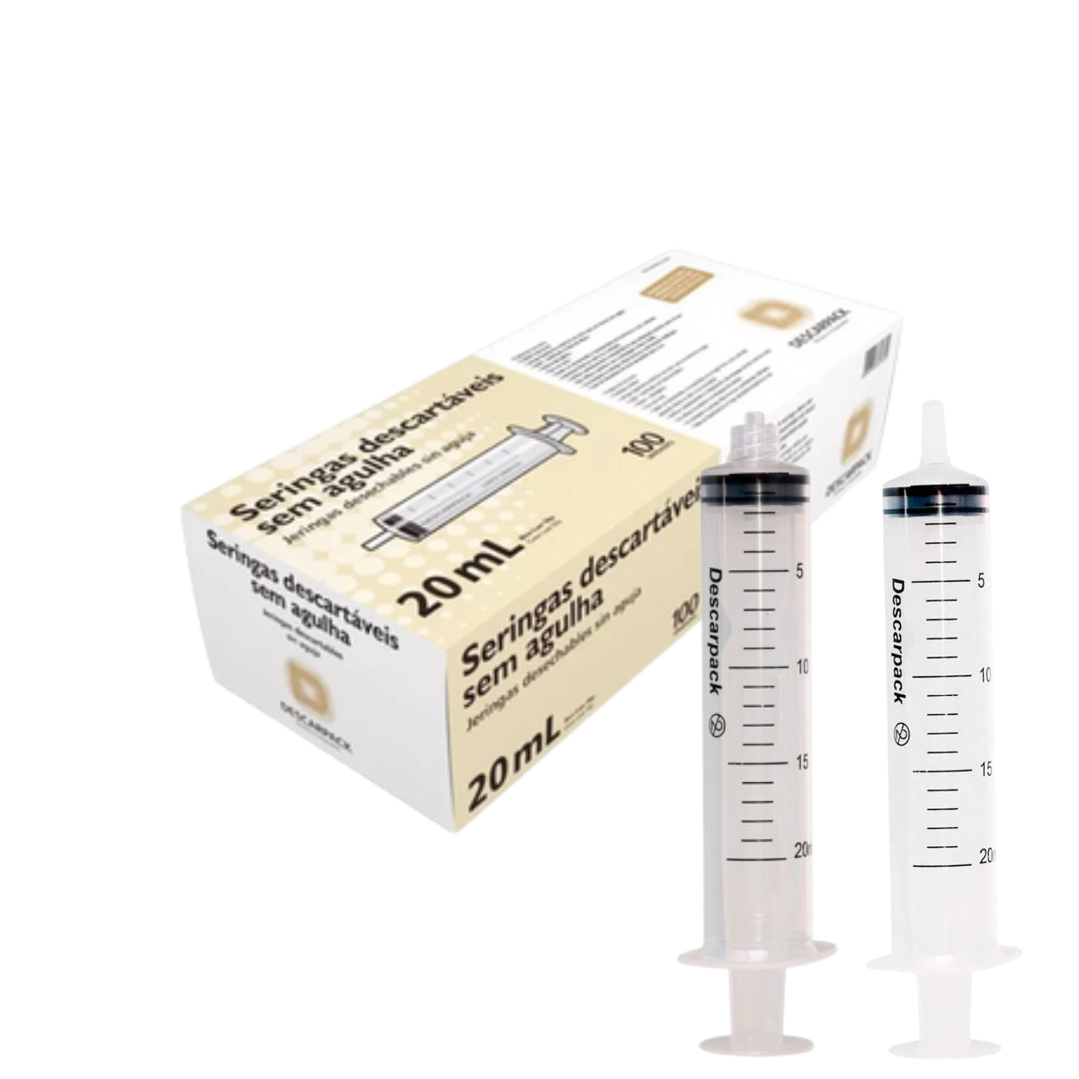 Seringa Descartável Sem Agulha 20 ML Descarpack