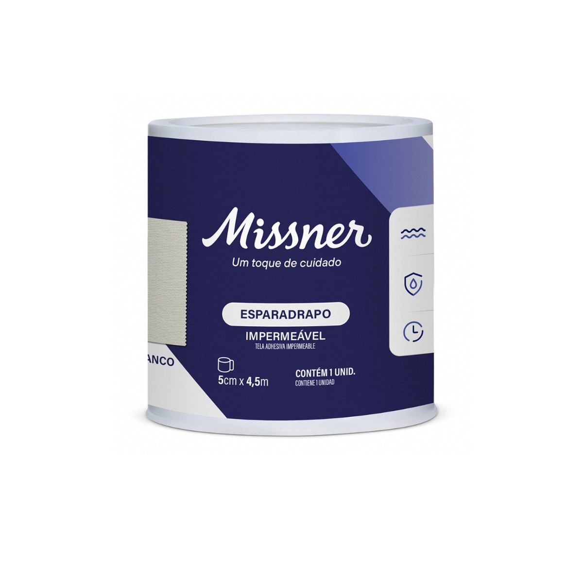 Esparadrapo Impermeavel 5cm x 4,5m Branco Missner