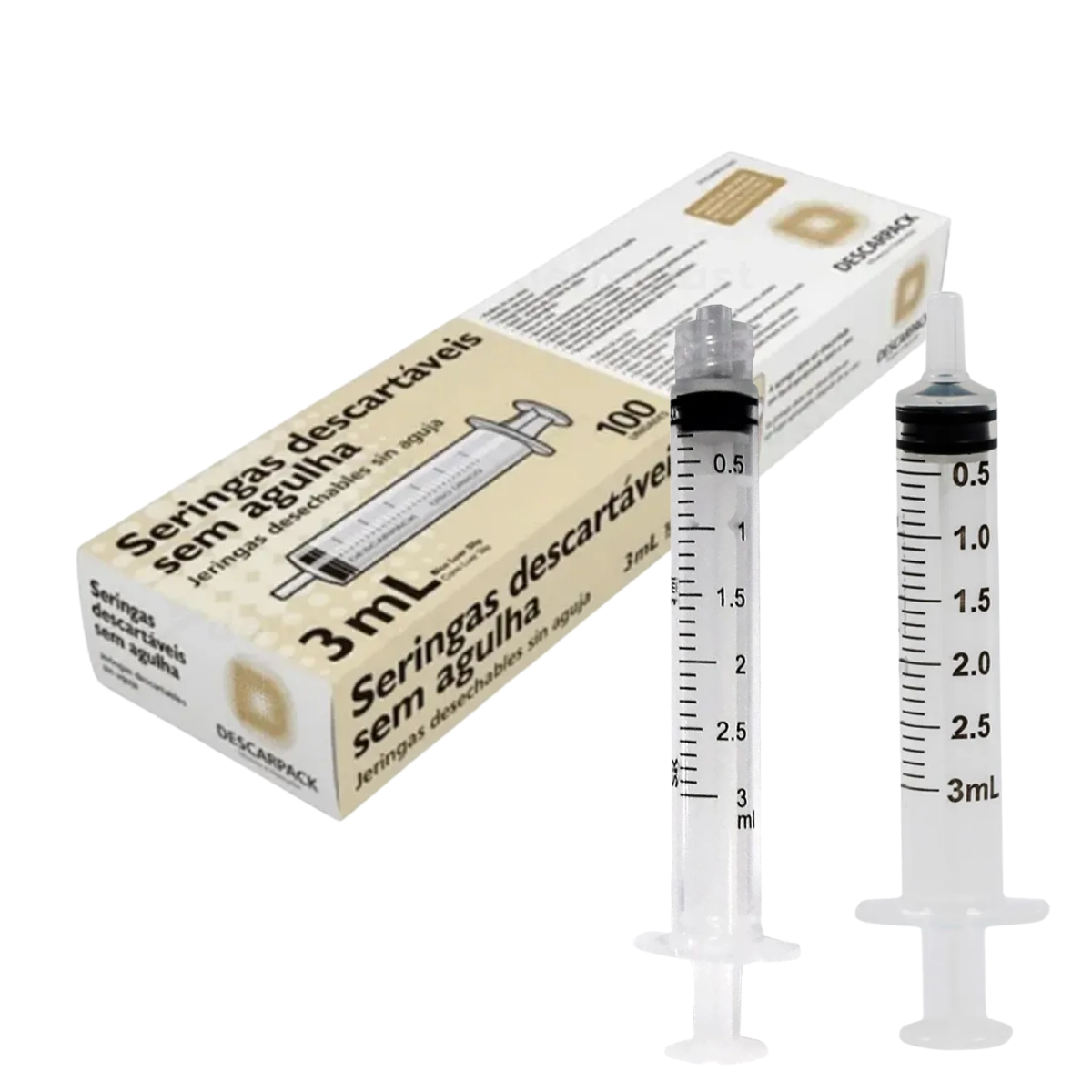 Seringa Descartável Sem Agulha 3 ML Descarpack