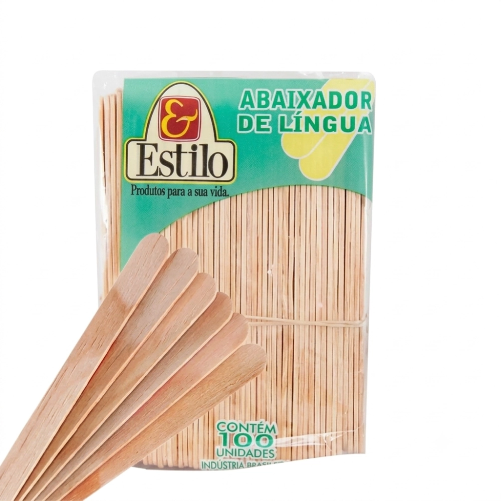 Abaixador de Língua de Madeira com 100 Unidades - Estilos