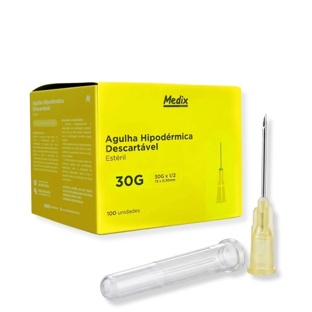  Agulha Hipodermica Esteril 13 x 0,30 mm 30G Amarela Medix
