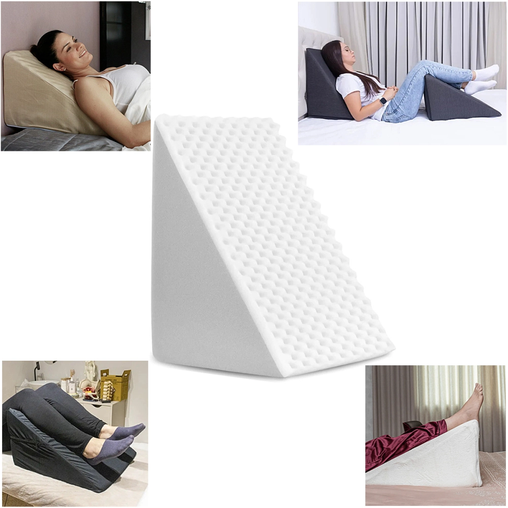 Almofada Espuma Encosto Triangular Multiuso Anti Varizes Pós Operatório Amamentação Refluxo Postura Ortopédico Cervical Lombar + Capa Natural Home Care