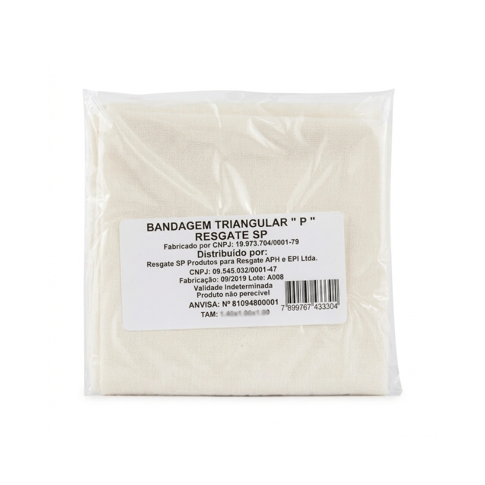 Bandagem Triangular de Algodão Resgate SP Tamanho P - 0,70x0,70x1,00m