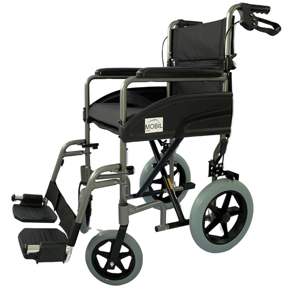 Cadeira De Rodas Manual Em Aluminio Dobravel Compacta Com Freio MBCR-2001D Capacidade De 100 Kg Assento Com Almofada 44 Cm Vibe Mobil