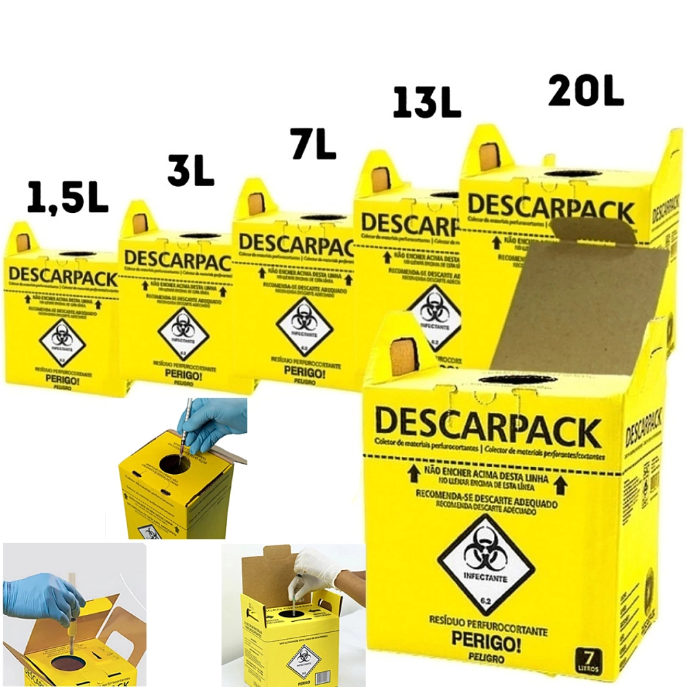 Caixa Coletora De Descarte Rígido Para Resíduos Materiais Perfuro Cortante Descarpack