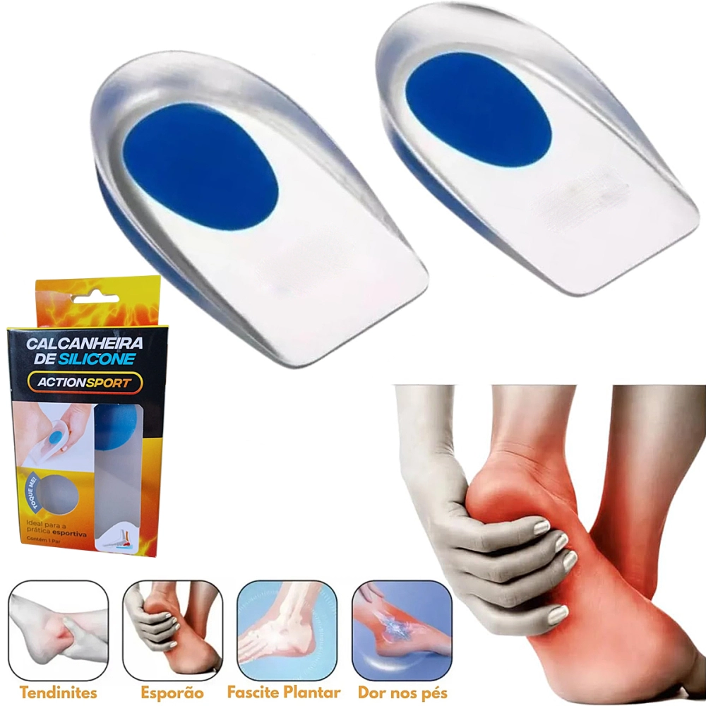 Calcanheira De Silicone Palmilha Calcanhar Ortopédica Gel Alivio Dor Fascite Plantar Esporão Calcaneo Ortho Pauher