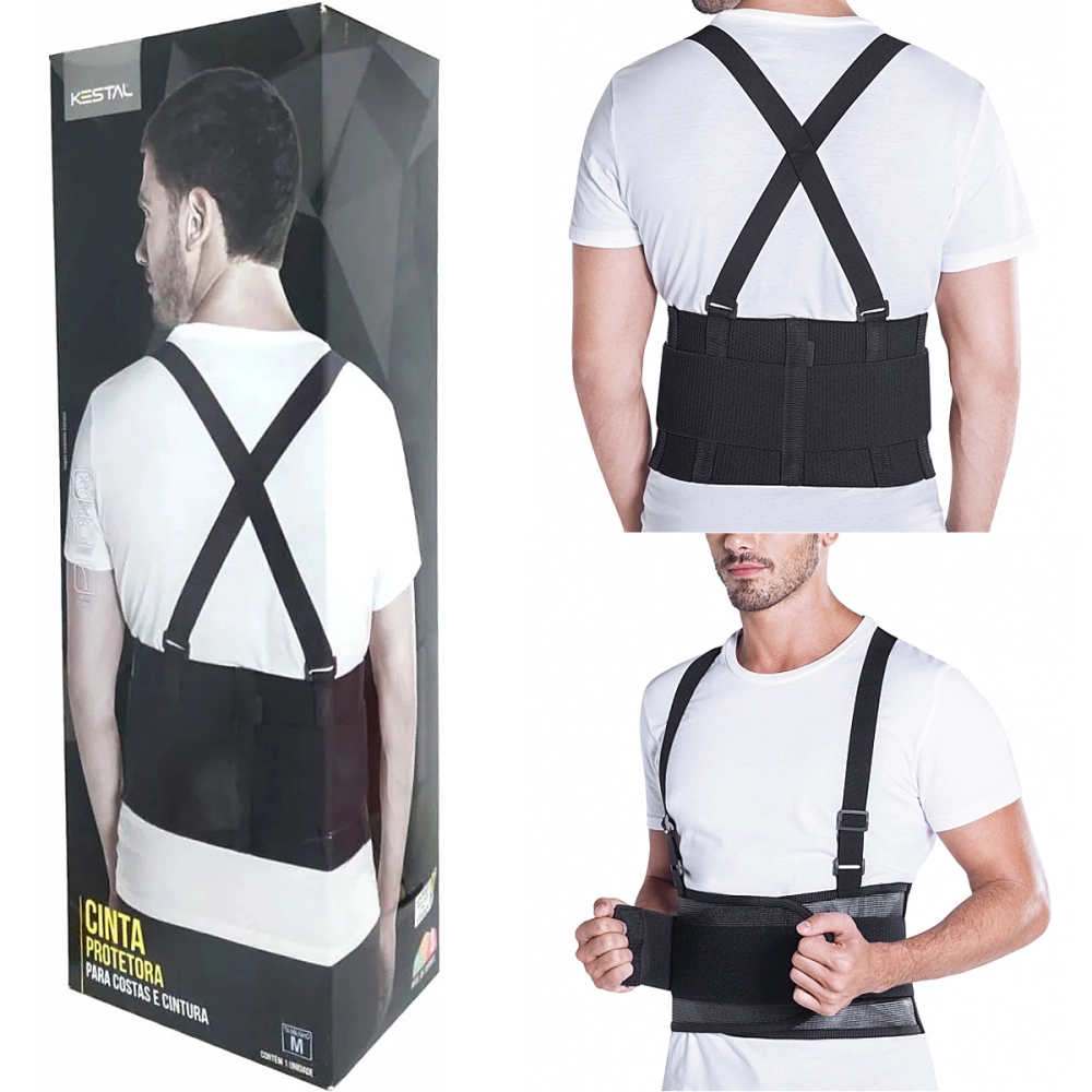 Cinta Elástica Ajustável Protetora Para Costas Coluna Lombar Cintura Postura Abdominal Com Suspensório KSN061 Kestal