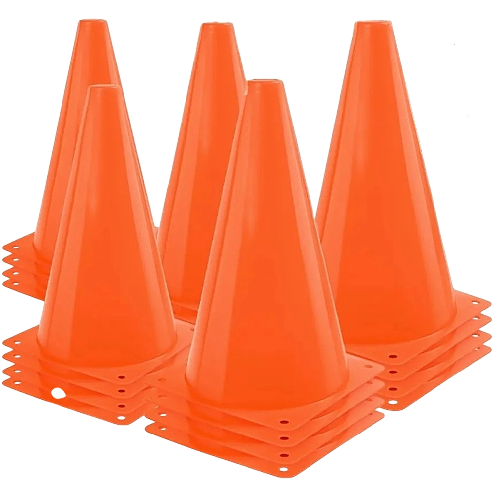 Cone Plástico Flexível Esportivo PVC Para Exercícios Atividades Físicas Treinamento Funcional HidroLight Kit Com 5 Unidades