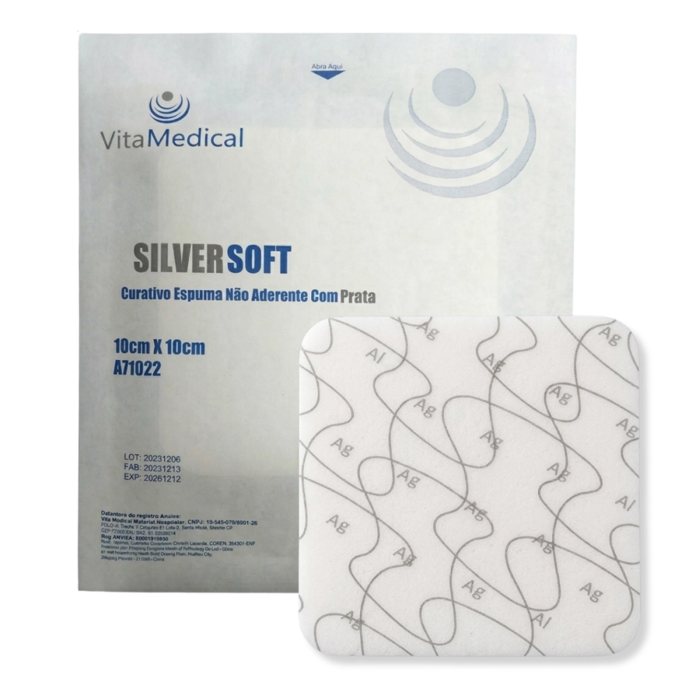 urativo de Espuma Não Aderente Com Prata AG 10mcx10cm Vitamedical