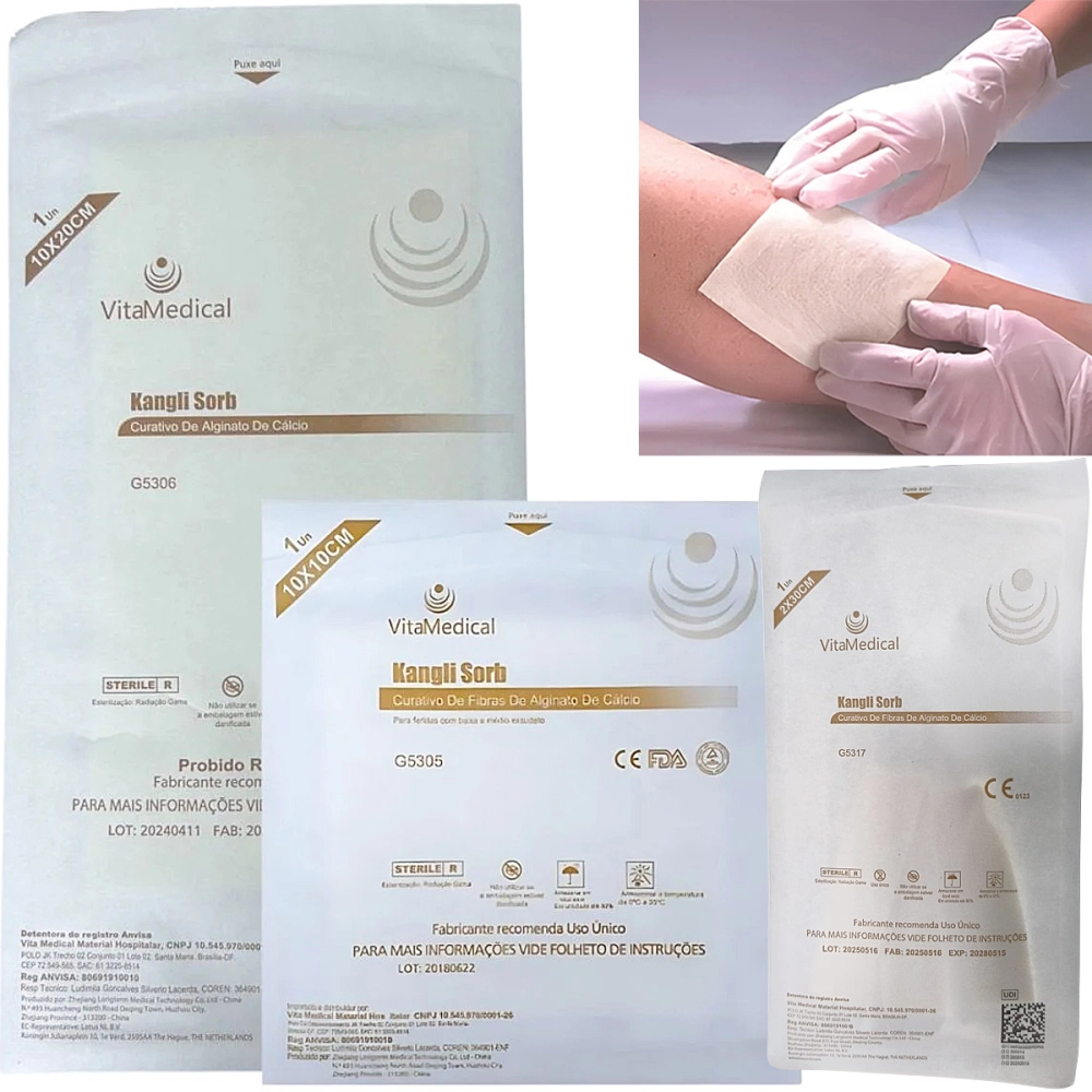 Curativo De Fibras De Alginato De Cálcio Sódio Absorção De Exsudato  Kangli Sorb VitaMedical
