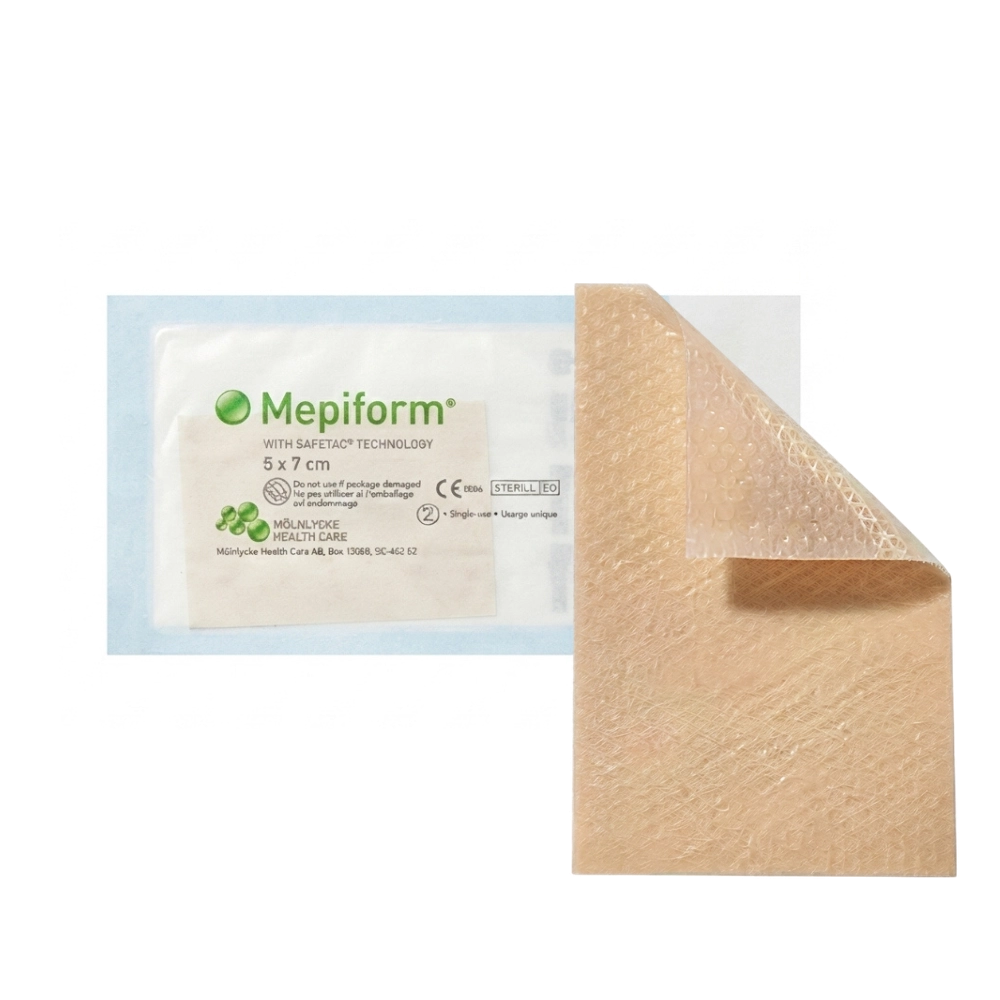 Curativo de silicone Mepiform 5x7,5 cm para cicatrização e redução de cicatrizes - Molnlycke